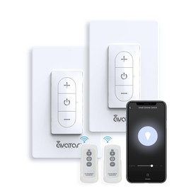 Smart Dimmer Switch with Remote Control - 2 Pack Wi-Fi Light Switches Compatible with Alexa Google Home Assistant, Smart Wall Switch, Single Pole, Neutral Wire Required, 2.4 GHz