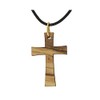 Modern Olive Wood Cross Necklace from Holy Lands Adjustable 28