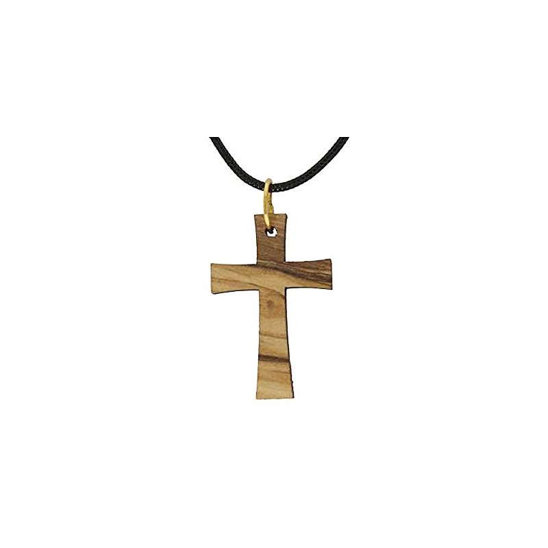 Modern Olive Wood Cross Necklace from Holy Lands Adjustable 28