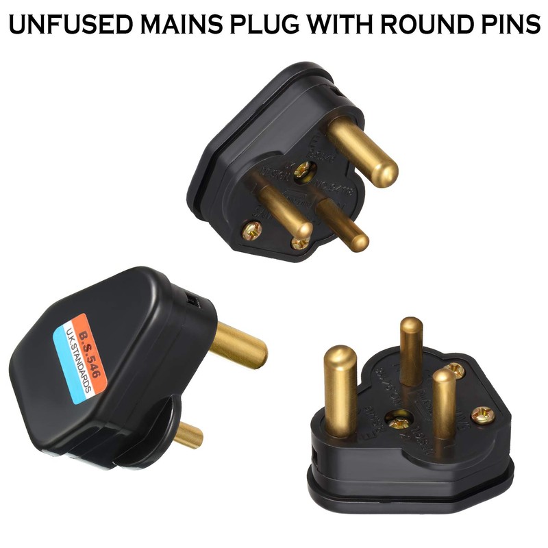 5 Amp Round Pin Plugs Mains Plug 3 Pin Lighting