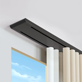 Double Row Curtain Track, Silent Heavy Duty Curtain Track Rail Ceiling Mounting, Aluminum Alloy Drape Rail for Bedroom, Living Room, Hospital (Black, 102.3in/260cm)