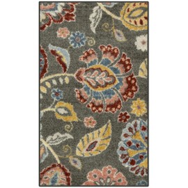 Maples Rugs Gardena Floral Area Rugs – Made in USA – Washable, Non Slip Indoor Carpet for Entryway, Foyer, Kitchen, and Bathroom, 1'8 x 2'10, Gray