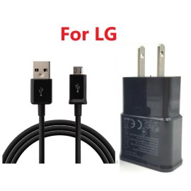 Unbranded Wall Travel Charger + Micro USB Data Charging Cable Cord for LG Prime 2 G4 Black