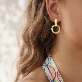 14K Gold-Plated Cubic Zirconia Stud Earrings for Women Jewellery Gifts, Silver