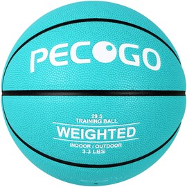 PECOGO Weighted Training Basketball 29.5" 2.2/3/3.3LBS Heavy Training Indoor Outdoor Basket Ball Hygroscopic Leather for Improving Handling Dribbling Passing and Rebounding Skill(Blue) (3.3 LBS)