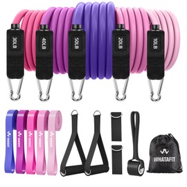 WHATAFIT Resistance Bands, Exercise Bands，Resistance Bands for Working Out, Work Out Bands with Handles for Men and Women Fitness, Strength Training Home Gym Equipment