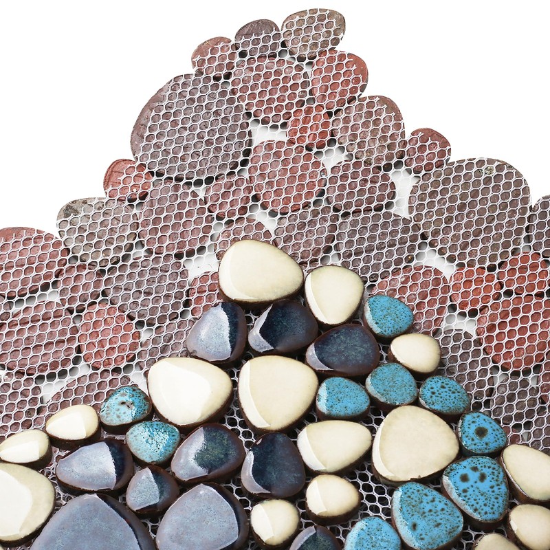 Primoon Pebble Tiles 5 Sheets, Aqua Teal Blue Mosaic Tiles