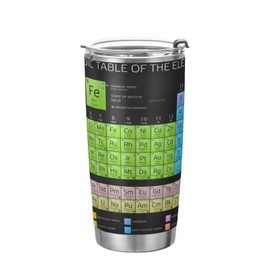 KEEPREAL Periodic Table Of The Elements Tumbler with Lid, Stainless Steel Vacuum Insulated Coffee Ice Cup Double Wall Travel Flask for Hot and Cold Drinks, 20oz