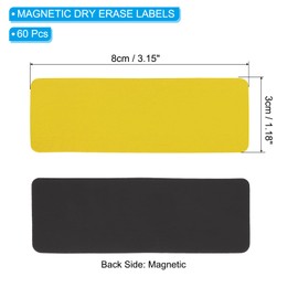 PATIKIL Magnetic Name Tag 3.15x1.18Inch, 60 Pcs Dry Erase Magnet Labels Waterproof Reusable Strips for Classroom Office Refrigerator Home whiteboard, Yellow