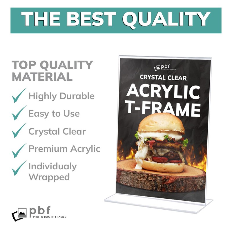 Photo Booth Frames - 5x7 Durable Crystal Clear Acrylic T-Shape