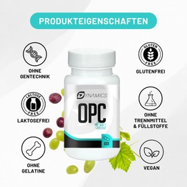 OPC Traubenkernextrakt – 500 mg pro Kapsel – Hochdosiert & Vegan – Laborgeprüft – Ohne Zusatzstoffe – 60 Kapseln (2-Monatsvorrat) – Dynamics Nutrition