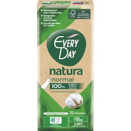 EveryDay Natura Normal Pantiliners, 100% Organic Cotton, Biodegradable, Pack of 20