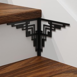 funlife Self Adhesive Staircase Corner Accents Mirror Stickers, Non Glass Black Acrylic Stair Riser Panel Geometric Decor w/Adhesive Back for Home Wall Decor 5.9"X5.9" 2PCS Zigzag