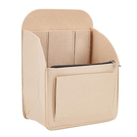 WADORN Felt Backpack Organizer Insert, Multi-Pocket Rucksack Shoulder Bag Interior Shaper Multifunctional Bag in Bag Travel Rucksack Insert Bag Organizer with Zipper, 19.5x12x26.5cm, Khaki