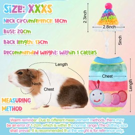 Clysee 10 Pcs Guinea Pig Clothes, 5 Guinea Pig Costume Outfit, 5 Cute Mini Hat with Adjustable Strap Small Animal Warm Vest Sweater Cozy Hand Knitted Hat for Guinea Pig Hamster Bunny(Macaron Style)