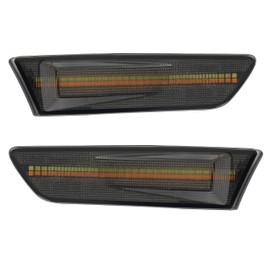 ALMULOO LED Front Side Marker Light Pair Compatible with 2003-2007 Infiniti G35 2D Coupe/2002-2007 Nissan Skyline V35 Coupe Replacement for IN2551108 IN2550108 Smoke Lens White+Amber LED