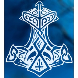 Custom Thors Hammer Vinyl Decal - Norse Viking Bumper Sticker - Pick Your Color and Size