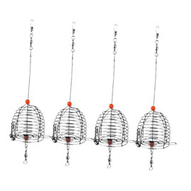 BESPORTBLE 4pcs Stainless Steel Fishing Bait Cage Durable Fish Trap for Eels Crab Lobster Minnows Shrimp Crawfish Rugged Mesh Design with Spring Lid for Easy Bait Release