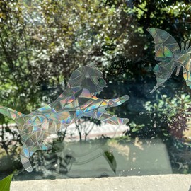 Tiz Tlloz 猫 バタフライ 衝突防止 ウィンドウクリング - ガラスアラートプリズムデカール - 鳥の衝突防止 - ガラスドア装飾 25枚 JD010MAODIE