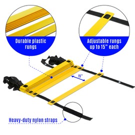 Yes4All Agility Ladder Speed Training Equipment - Speed Ladder for Kids and Adults with Carry Bag - 8 Rungs Yellow