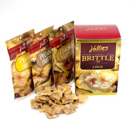 Assorted Brittle Variety Pack, 3.5 Oz Bags (Pack of 3), Peanut Brittle - Almond Brittle - Pecan Brittle