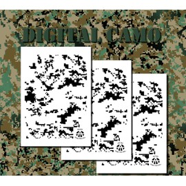 Acid Tactical® 3 Pack - 9x14 Single Design Camouflage Airbrush Spray Paint Stencils - Duracoat Gun Car (Digital Camo x3)