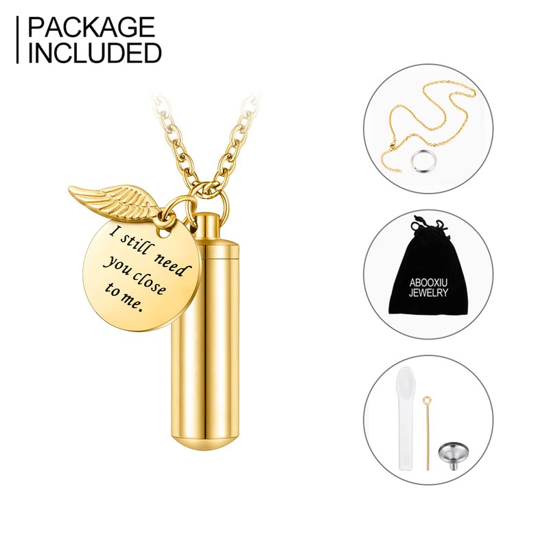 abooxiu Cylinder Urn Necklace for Ashes Cremation Jewelry/Keychain for human