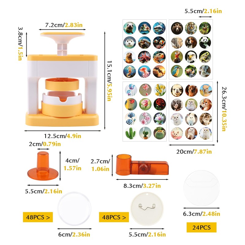 Button Maker Machine, 55mm(2.16inch) DIY Creative Badge Press Machine Set