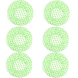 6 Pcs Shower Caps, Reusable Bath Cap with Elastic Band, Waterproof Plastic Shower Caps for Women, Men, Kids (Green)