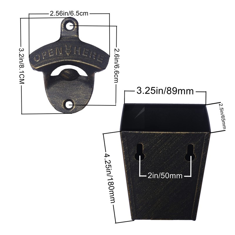 Jumiok Old Fashioned Beer Bottle Opener Wall Mounted Bottle Top