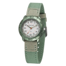 JACQUES FAREL Organic Children's Watch with Textile Strap Made of Organic Cotton Analogue Quartz Khaki Green ORGS 477, Mint Grey, Strap.