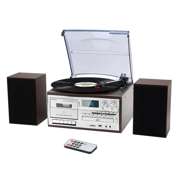 MUSITREND 10 in 1 Record Player with External Speakers,3 Speed