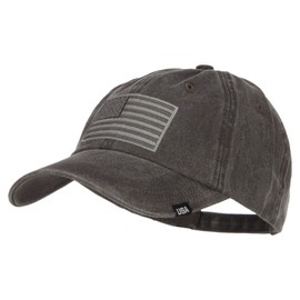 MG USA Flag Embroidered Washed Dyed Cap - Black OSFM