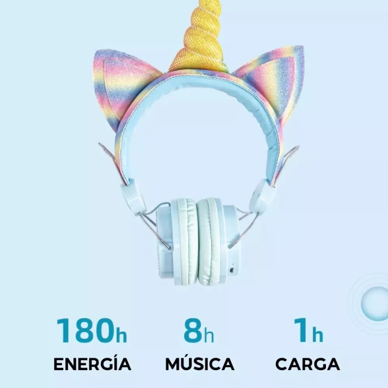 Maíz 4x3 Audifonos Bluetooth Inalambric Radio Fm Kawaii Unicornio