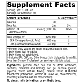 Nordic Naturals Ultimate Omega con Vitamina D3-120 geles blandos para 2 meses