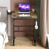 Klvied Rolling Mobile Desk with Cup Holder, Portable, Adjustable Height
