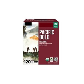 Pacific Bold Organic Dark Roast Extra Bold Coffee K' Cups - 120 Count Value Box Coffee Pods Single Serve (Packaging May Vary)