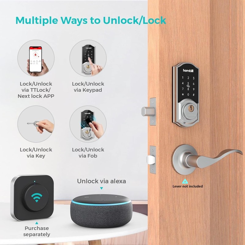 Smart Deadbolt Lock Front Door, Hornbill Keyless Entry Door Lock