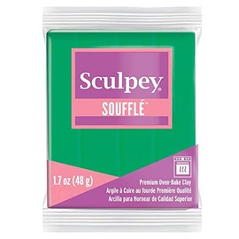 Sculpey Soufflé™ Polymer Oven-Bake Clay, Shamrock Green, Non Toxic, 1.7 oz. bar, Great for jewelry making, holiday, DIY, mixed media and more! Premium light-weight oven bake clay.