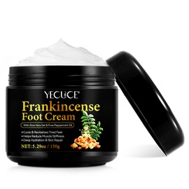 Bieyoc Frankincense Foot Cream 5.29oz, Frankincense Balm for Skin, Feet and Body Care, Deep Moisturizing and Soothing Skin with Pure Essential Oils for Dry, Cracked Heels