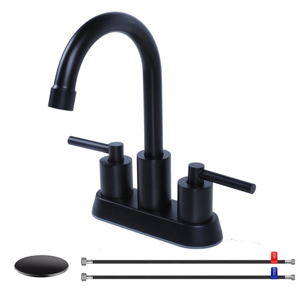 Ufaucet Black Bathroom Faucet, 4 Inch 2 or 3 Holes