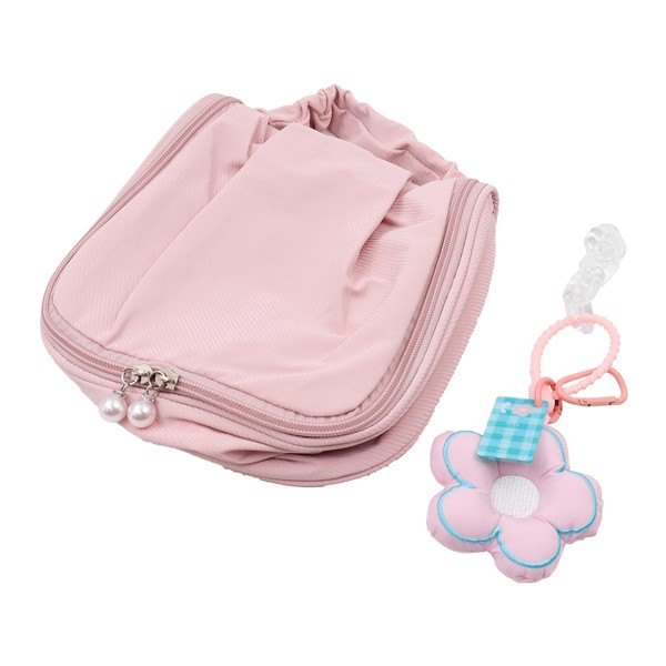 Hsthe Sea Pink Flower Hanging Toiletry Bag, Waterproof Cosmetic Bag