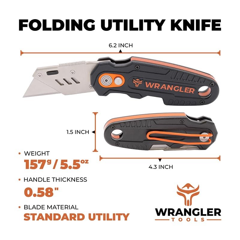 Wrangler Tools Folding Utility Knife - Quick Change Box Cutter