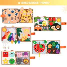 Quiet Book 2 Years, Silent Book Made of Soft Felt for Early Education, Fine Motor Skills, Busy Board Montessori Toy from 2 3 4 5 6 Years Boy Girl Gift Activity Board Baby Sensory Toy