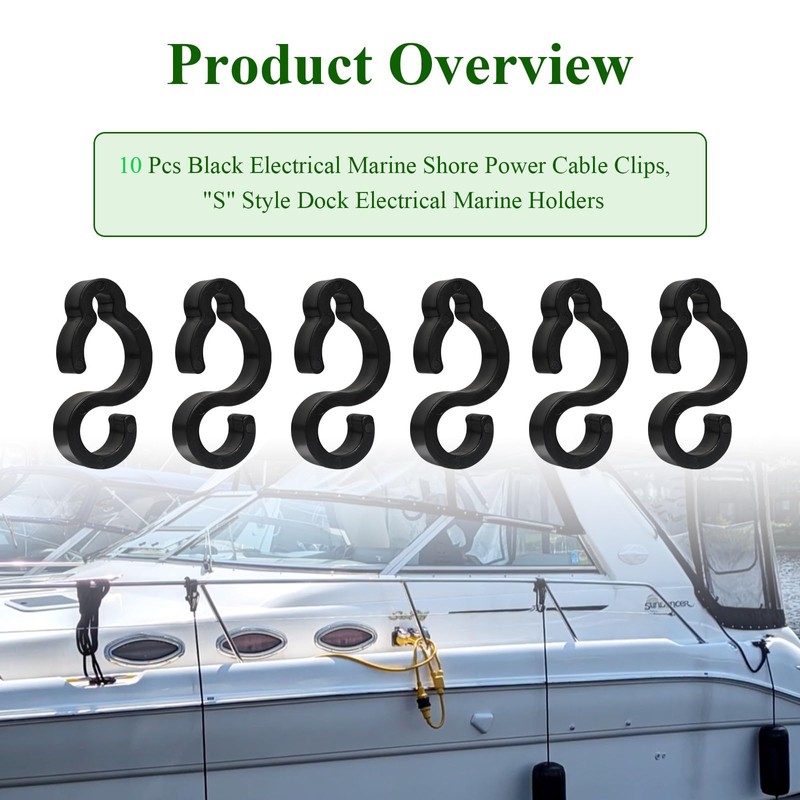 10 Pcs Electrical Marine Shore Power Cable Clips, S Style