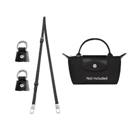 SENTEN Purse Straps Replacement for Longchamp Bag Women, Leather Crossbody Shoulder Strap Kit Adjustable for XS Longchamp Tote Bag Primitive(Black Sliver)