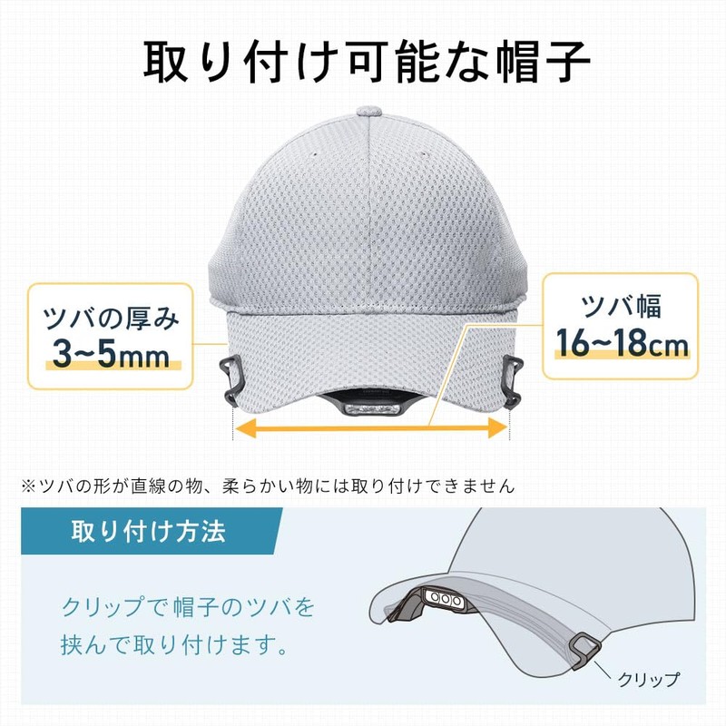 eSupply EEX-LEDWE02 LED Cap Light, Hat Light, USB-C Charging, 3