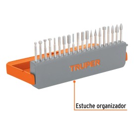 Kit de puntas diamantadas para herramienta rotativa, 20 pzs Truper MOTO-20PD