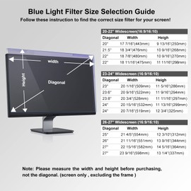 GUMIKE Anti Blue Light Screen Filter for 20 21.5 22 inch, Universal Widescreen Desktop PC Monitor Panel Reduces Eyes Strain & Scratch Resistant Protection Filter Hanging Type