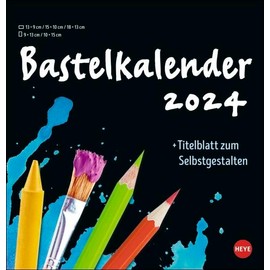 Bastelkalender 2024 schwarz mittel. Blanko-Kalender zum Basteln mit extra Titelblatt für eine persönliche Gestaltung. Foto- und Bastelkalender 2024. Format 21 x 22 cm.